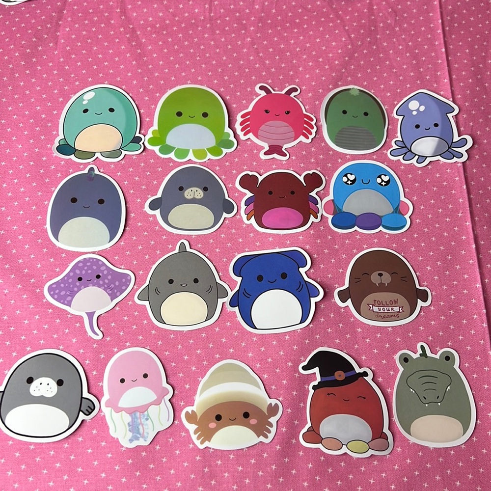 Squishmallow Stickers Sea Life Bundle 18 stickers